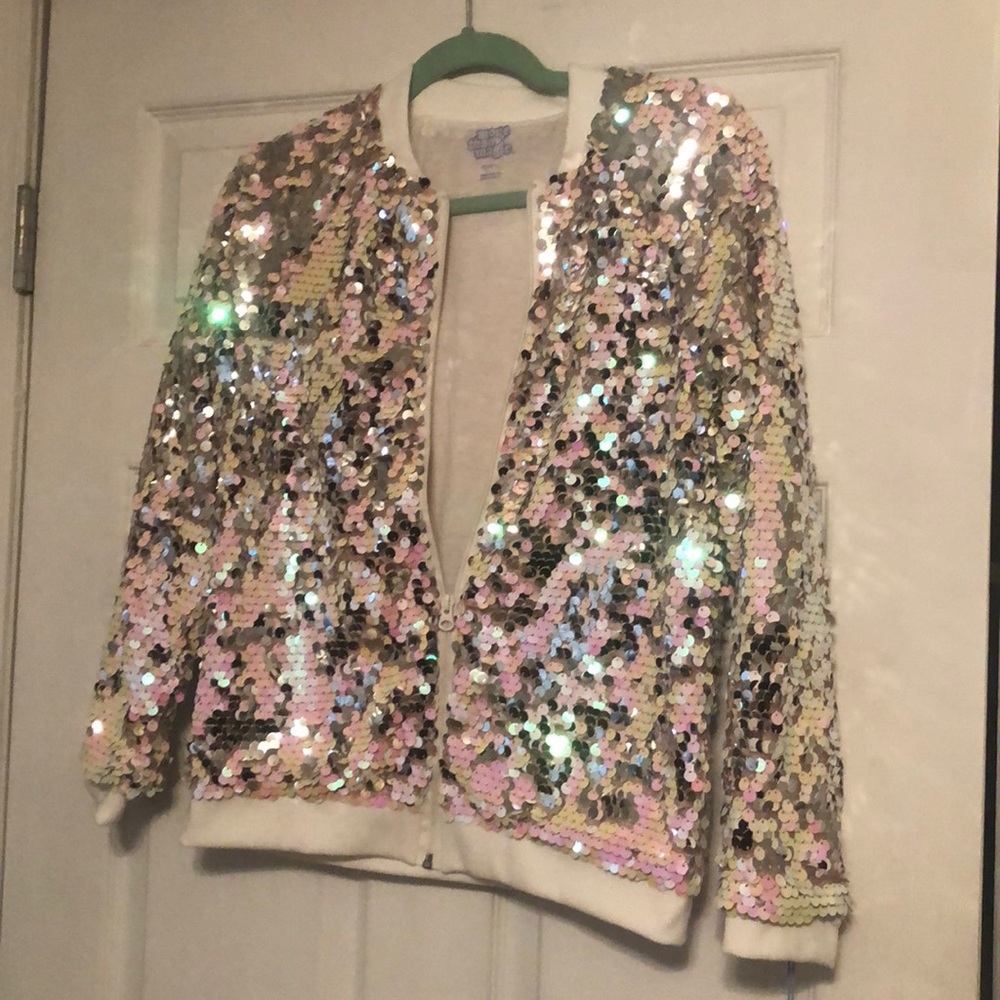 White and pink sequin jacket